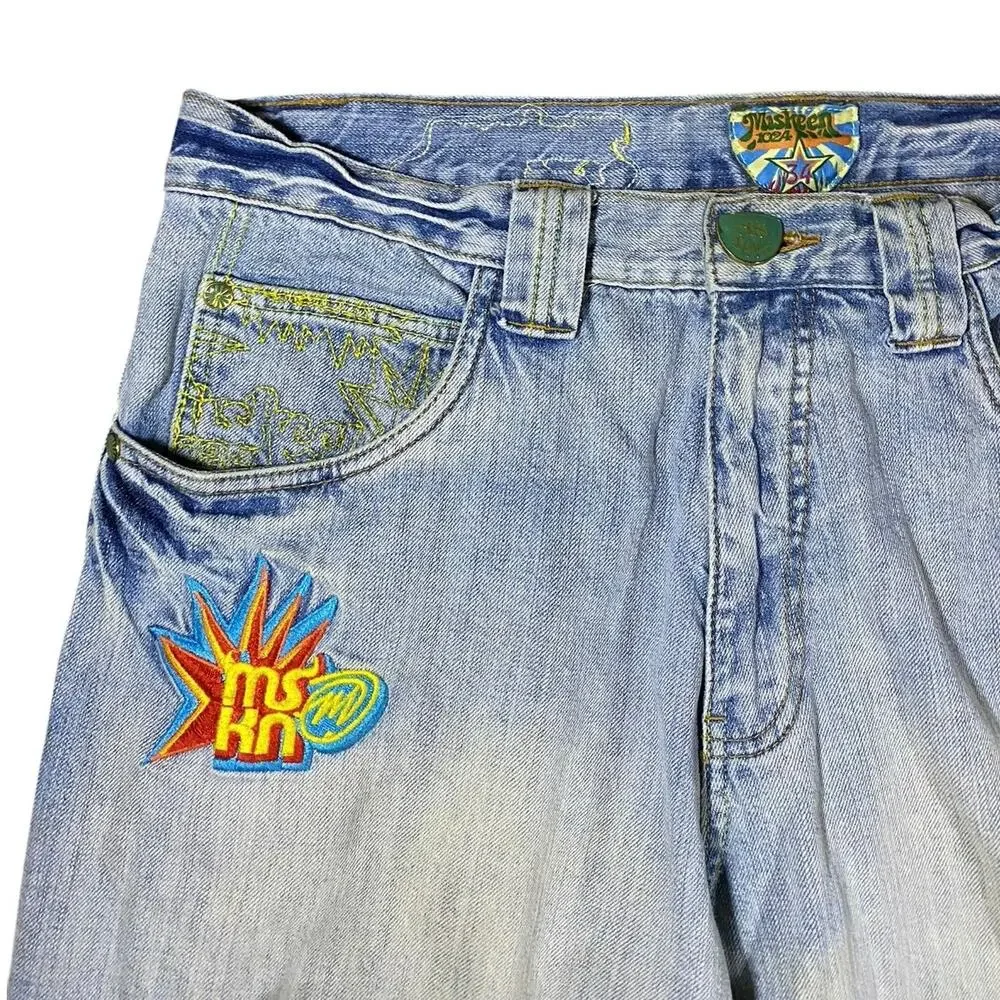 Y2K Miskeen Sandblast Embroidered Cropped Cinch Pants - 34
